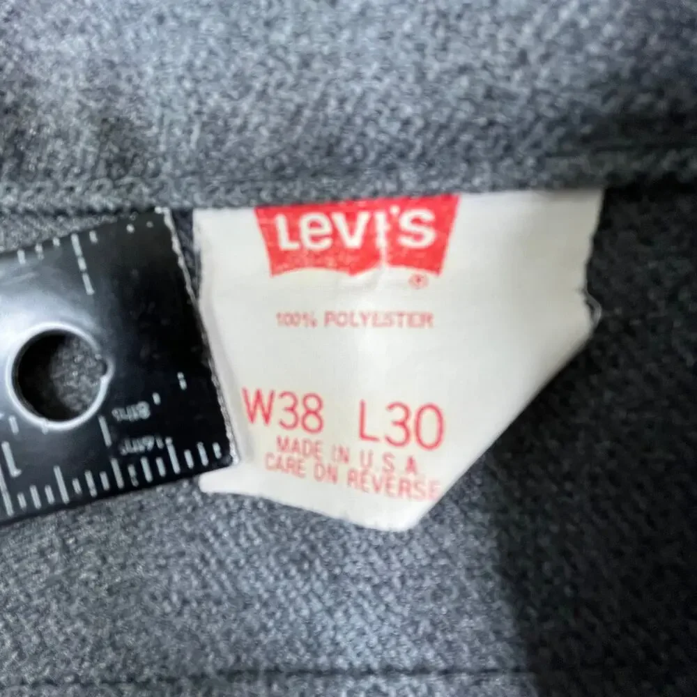 Levis Pants Mens Size 38x30 Gray USA Made‎ Straight Casual Dress Flat Front